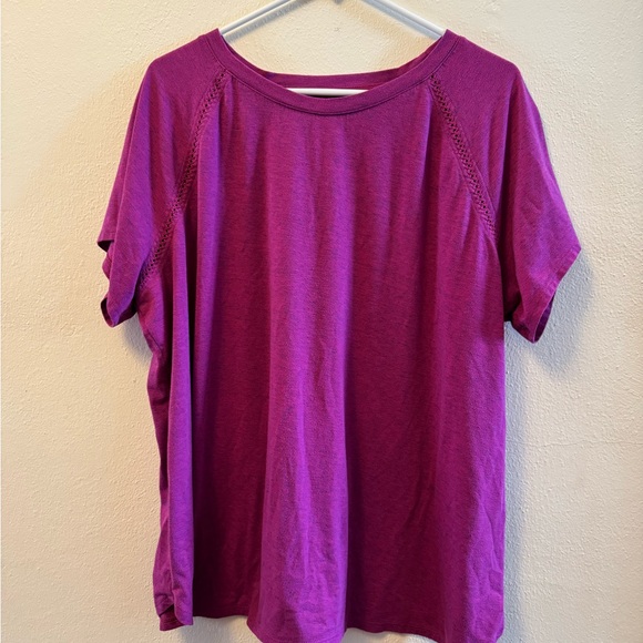 St. John's Bay Tops - St. John's Bay Magenta Short Sleeve Knit Tee 0X